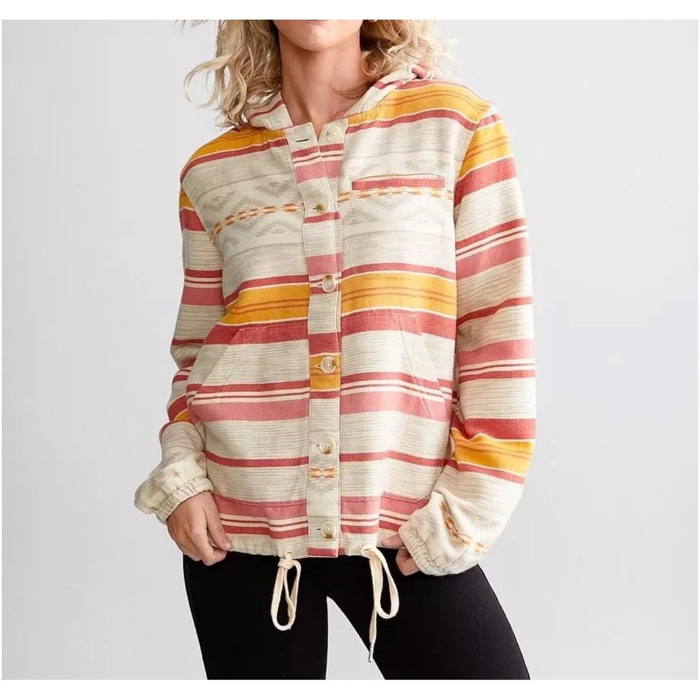 Pendleton Womens Small Cotton Hooded Jacket Southwestern Aztec Button Front S
